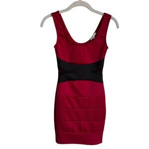 Charlotte Russe Sleeveless Bodycon Mini Dress in Red/Black  - Size XS